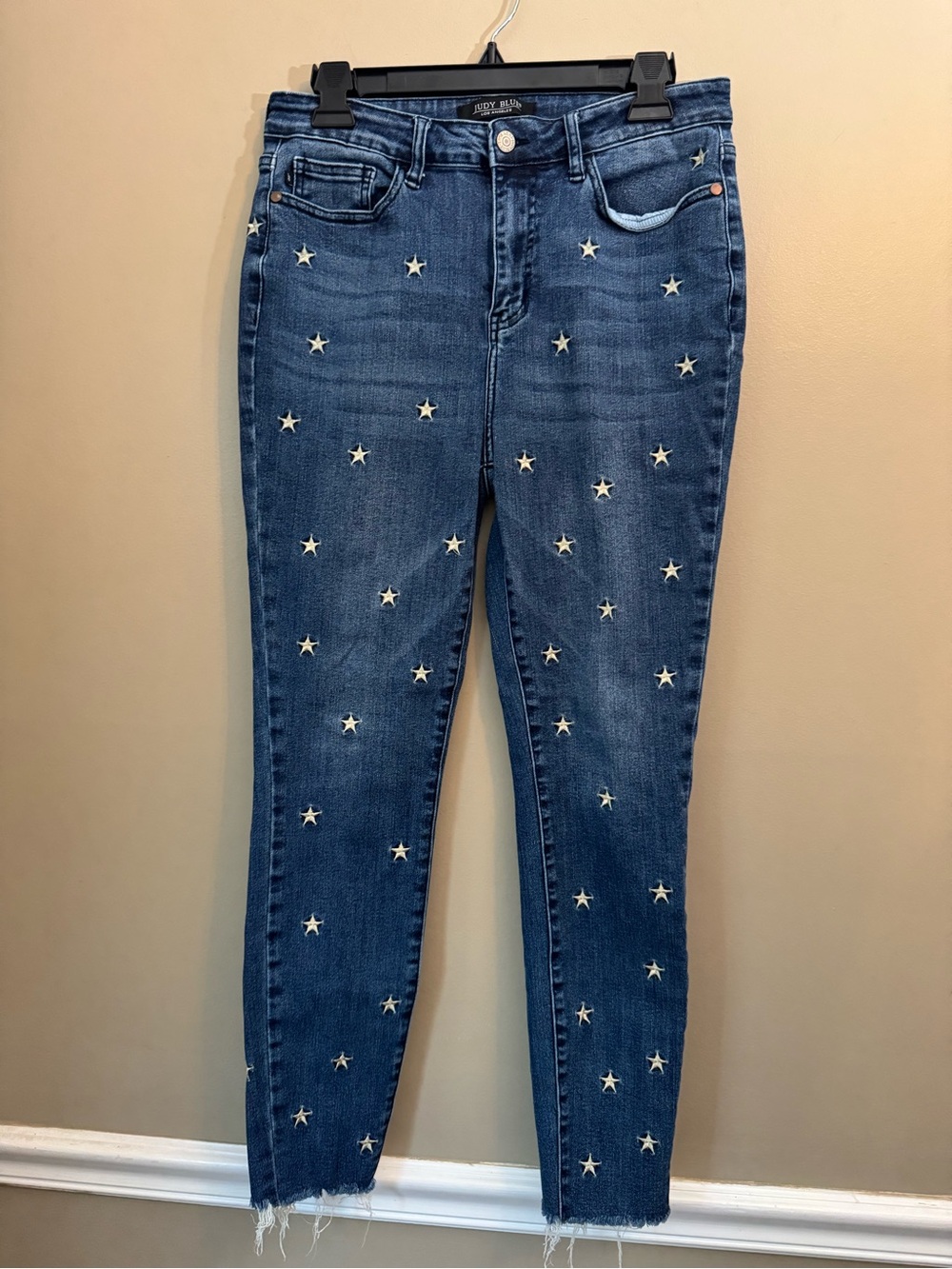 Judy Blue Navy Star-Embroidered Skinny Jeans